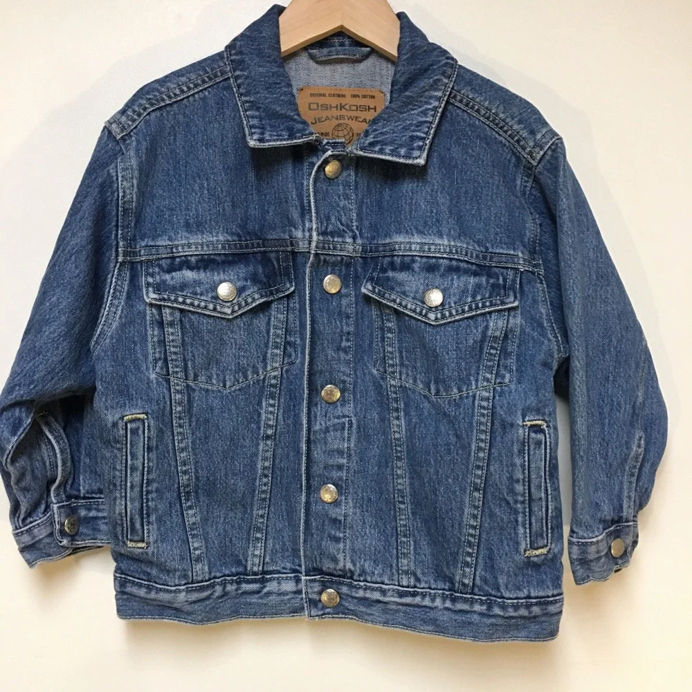 OshKosh Denim Jacket Kids Size 5 Blue Vintage Cotton Trucker Jacket
